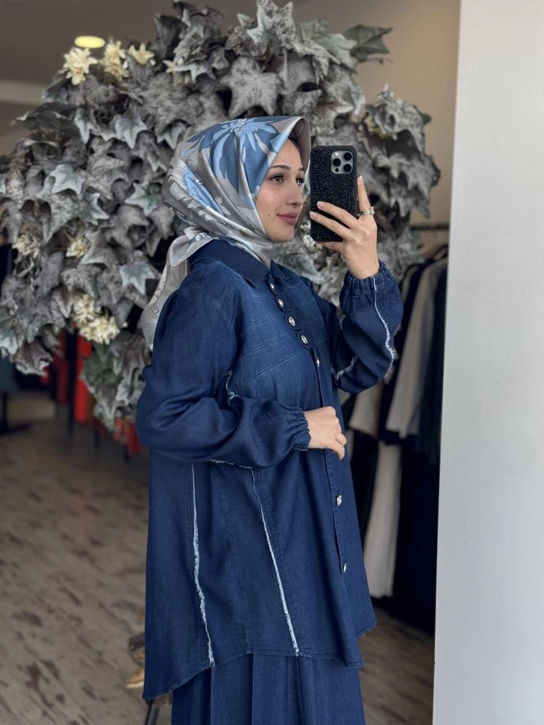 Misswhence Düğme Detaylı Denim Etek Takım 37304