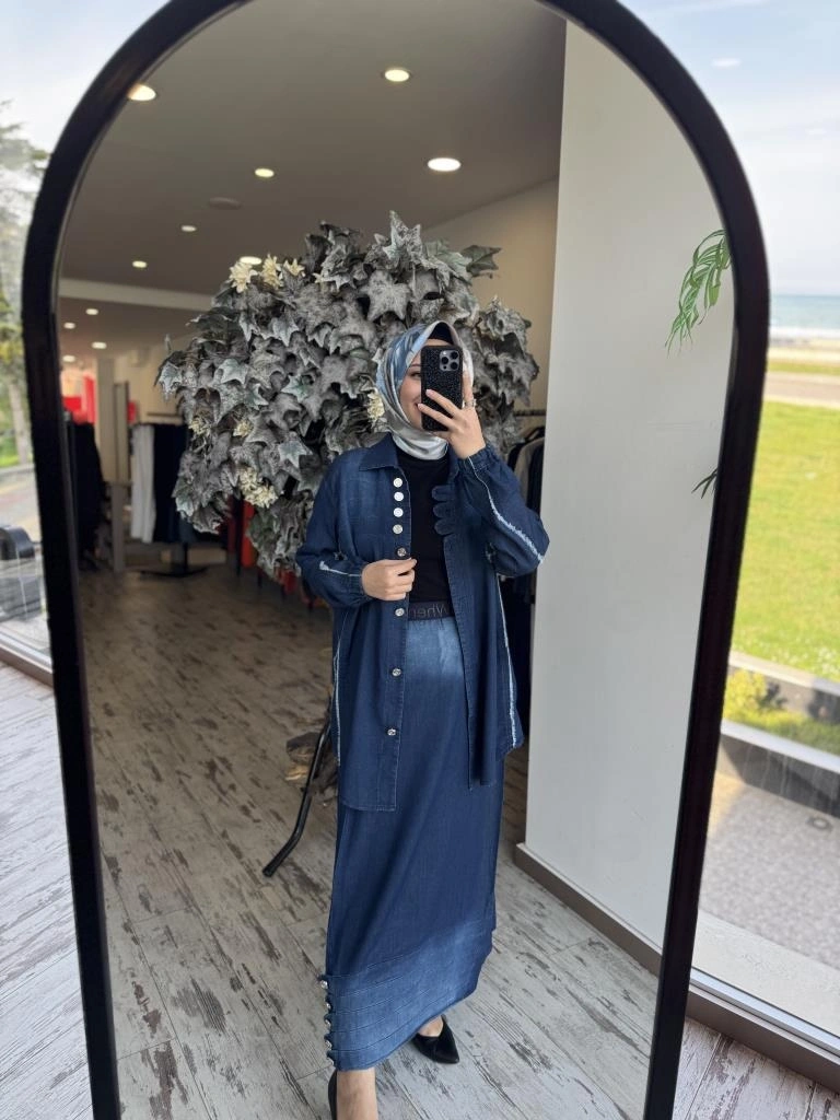 Misswhence Düğme Detaylı Denim Etek Takım 37304