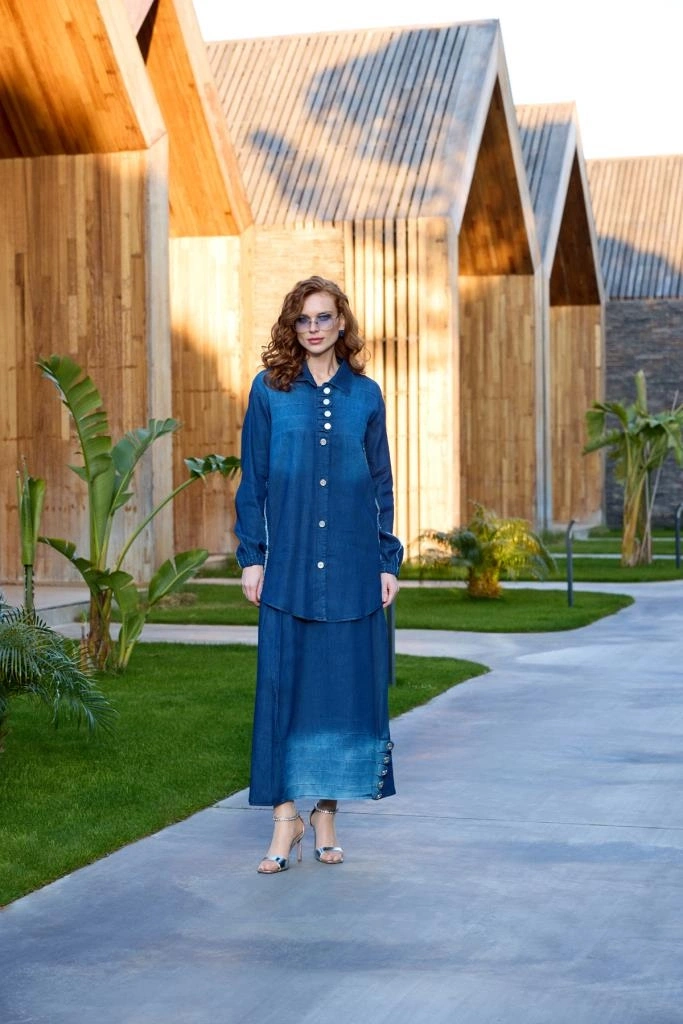 Misswhence Düğme Detaylı Denim Etek Takım 37304