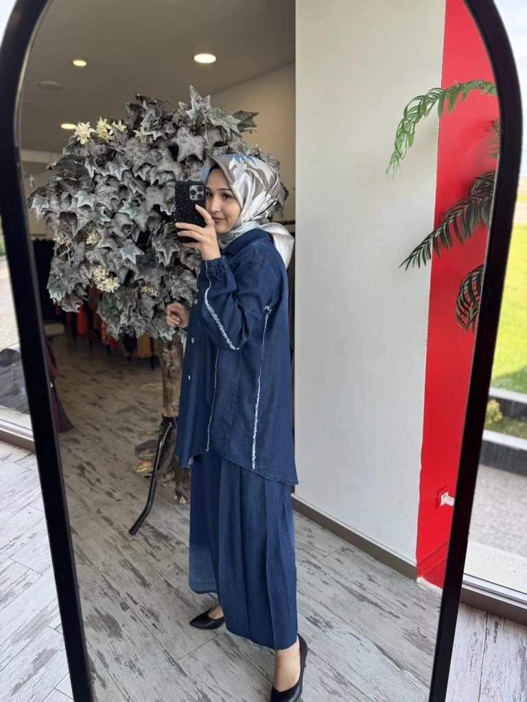 Misswhence Düğme Detaylı Denim Etek Takım 37304