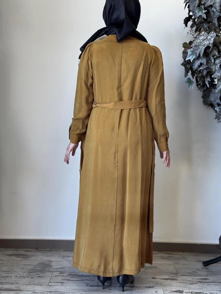 Misswhence Düğme ve Cep Detaylı Cupra İpek Elbise 37805