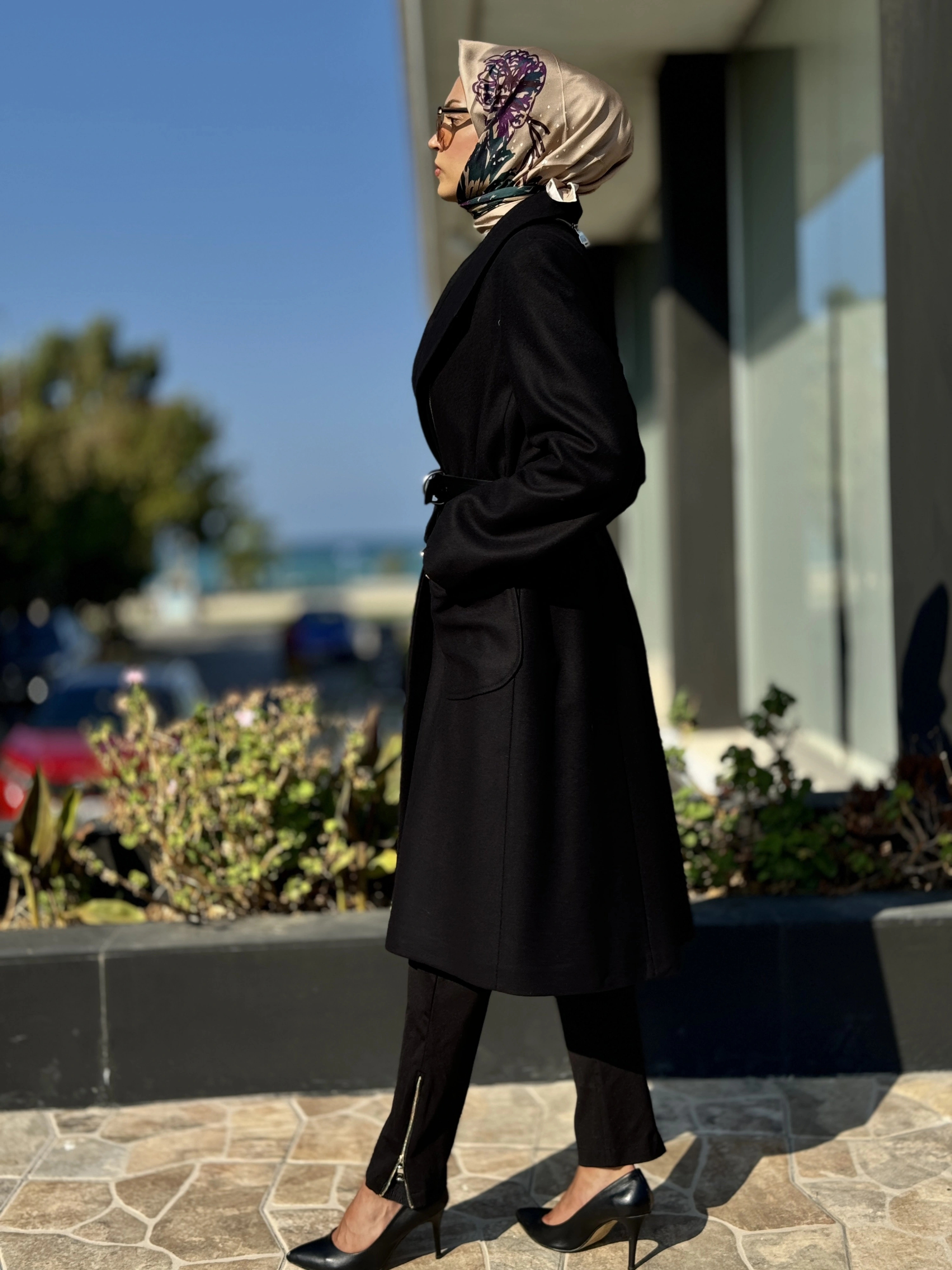 Misswhence Fermuar Detaylı Kemerli Kaşe Kap 36411