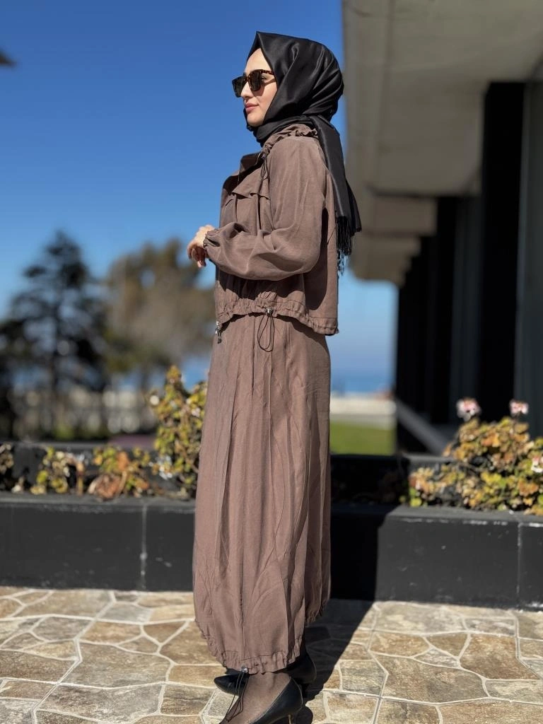 Misswhence Fermuarlı İpek Keten Ceket Etek Takım 37200