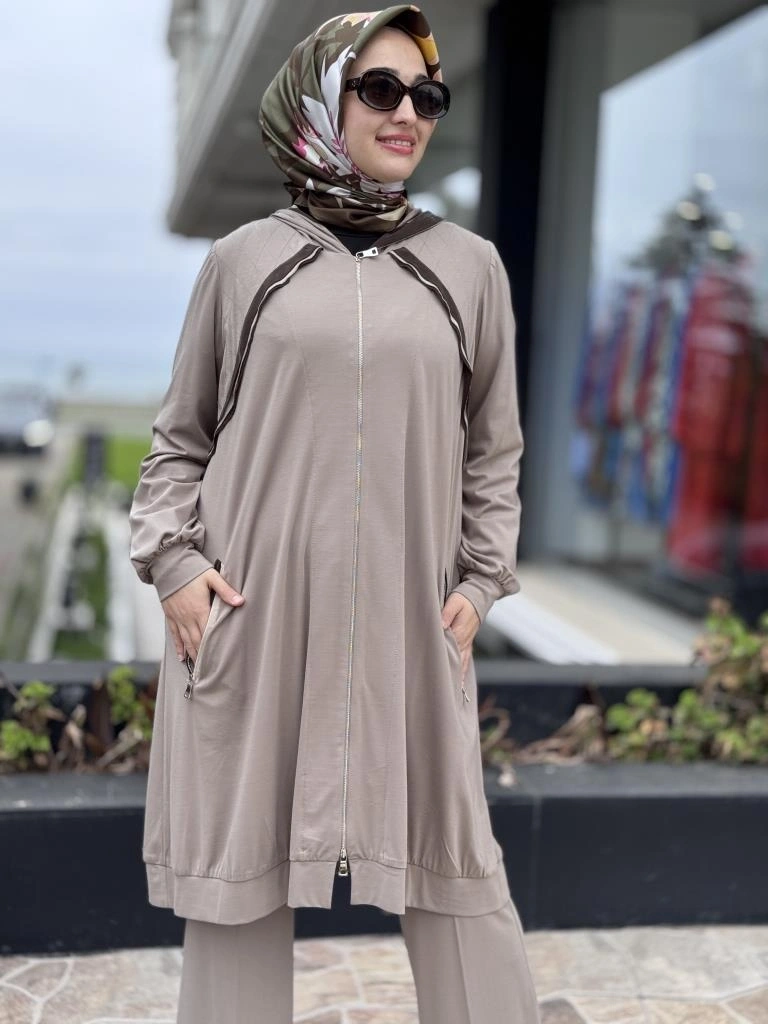 Misswhence Fermuarlı Kapüşonlu Penye Kap/Ceket 37415