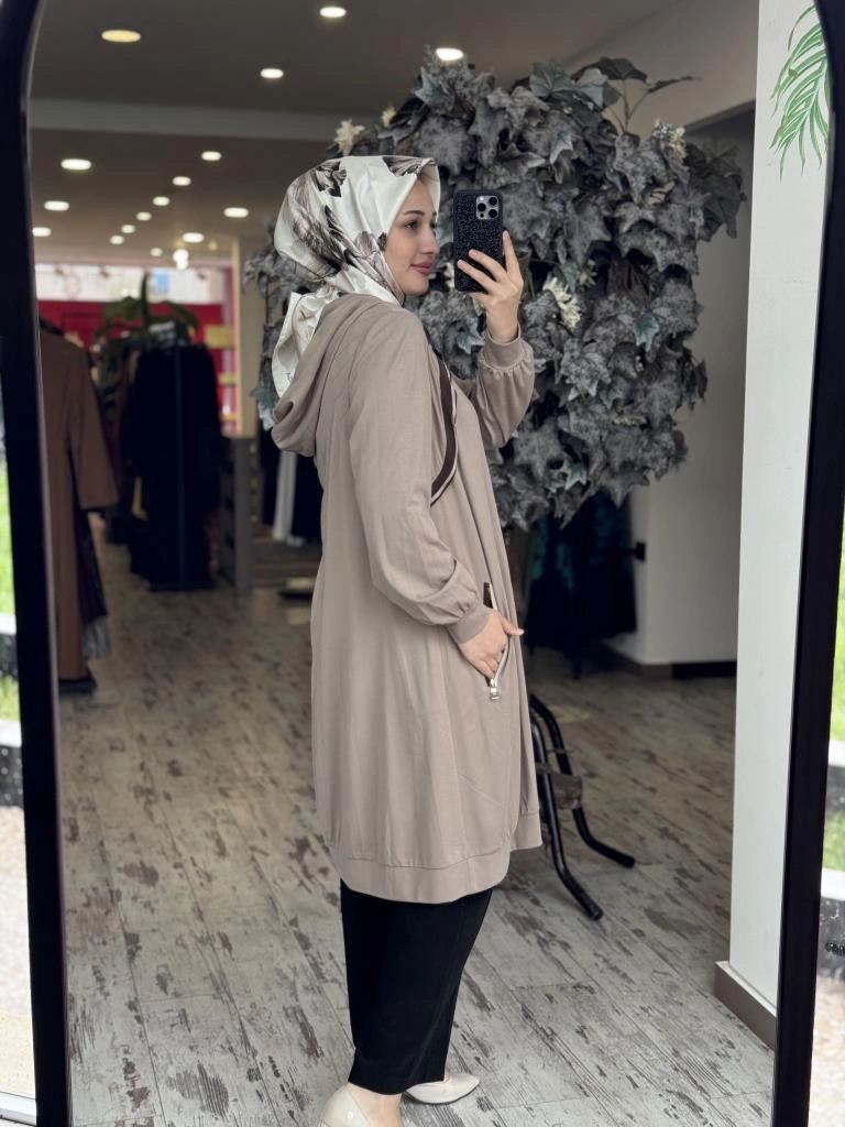 Misswhence Fermuarlı Kapüşonlu Penye Kap/Ceket 37415