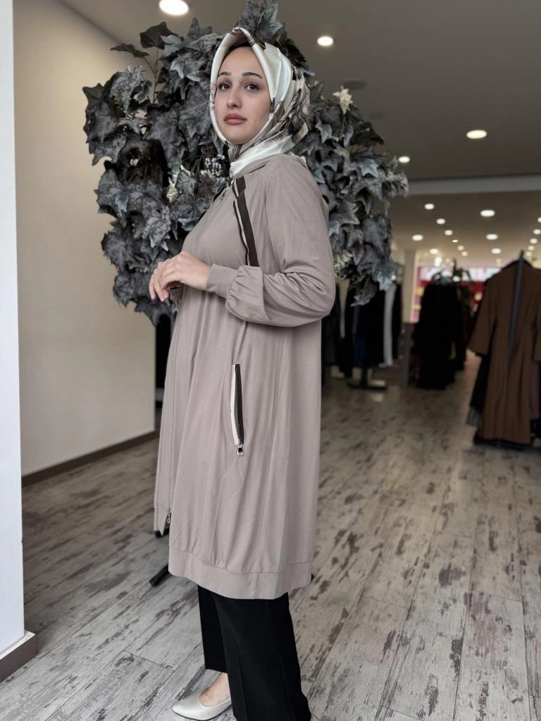 Misswhence Fermuarlı Kapüşonlu Penye Kap/Ceket 37415