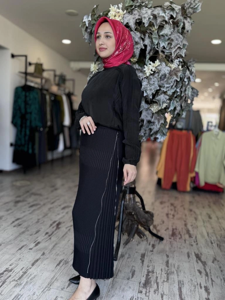 Misswhence Fermuarlı Pliseli Etek 37921