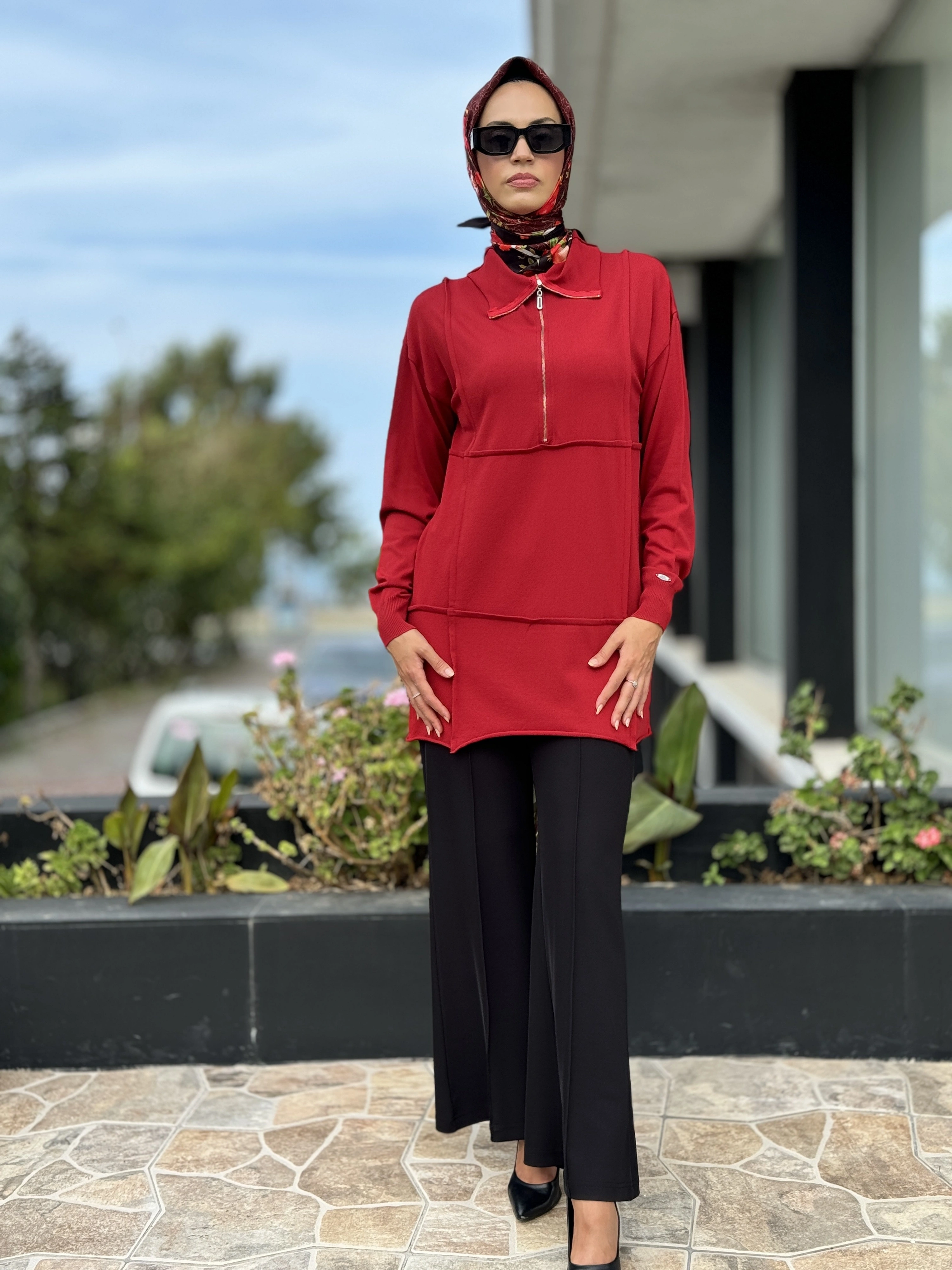 Misswhence Fermuarlı Triko Tunik 36013