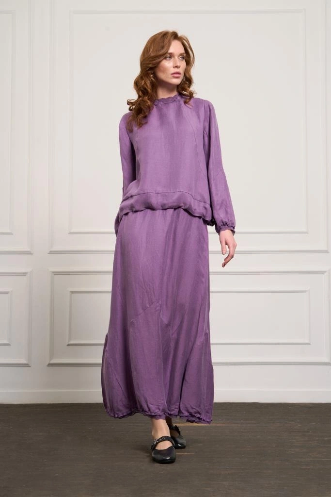 Misswhence Fistolu İpek Keten Bluz Etek Takım 37000