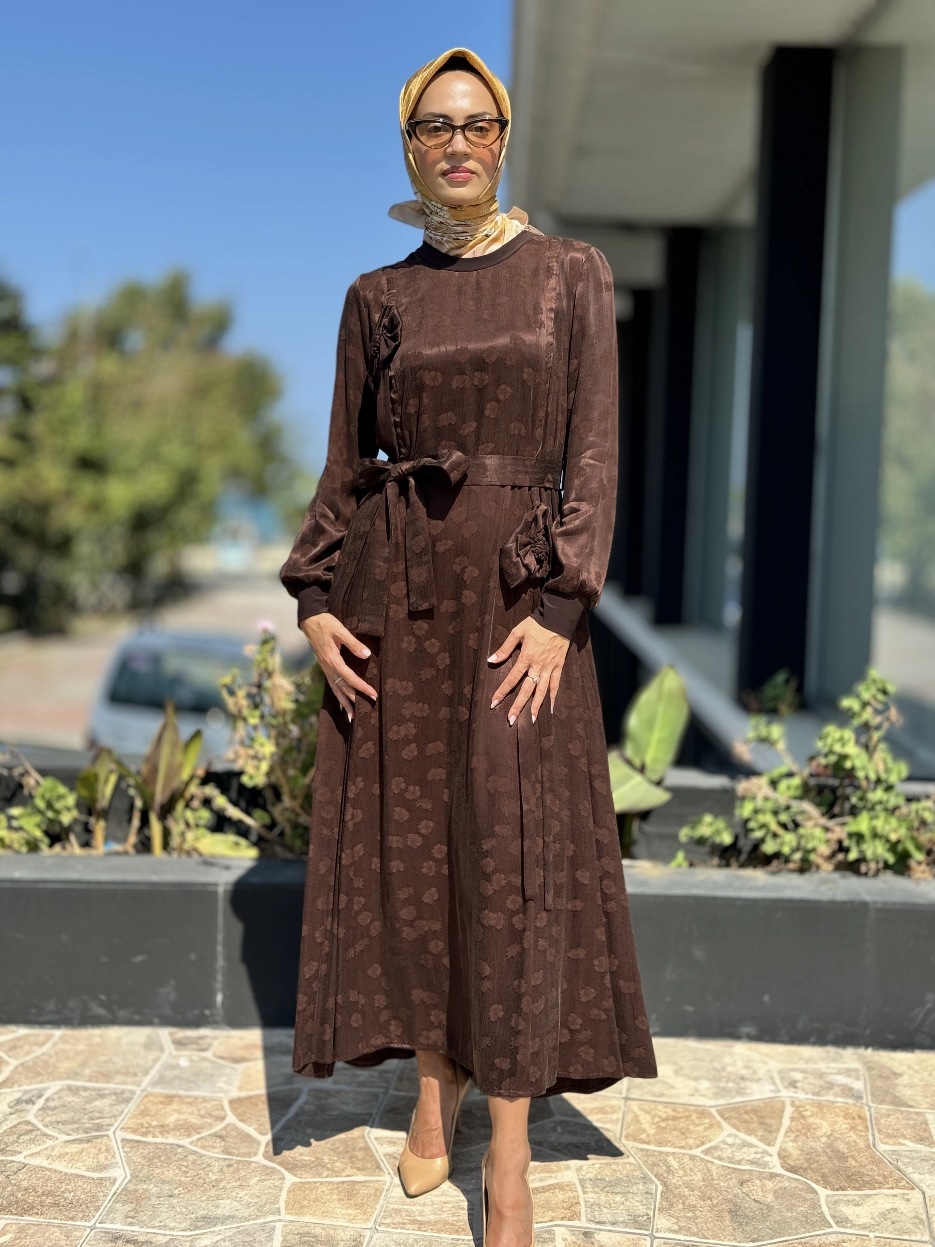 Misswhence Gül Detaylı İpek Elbise 36800