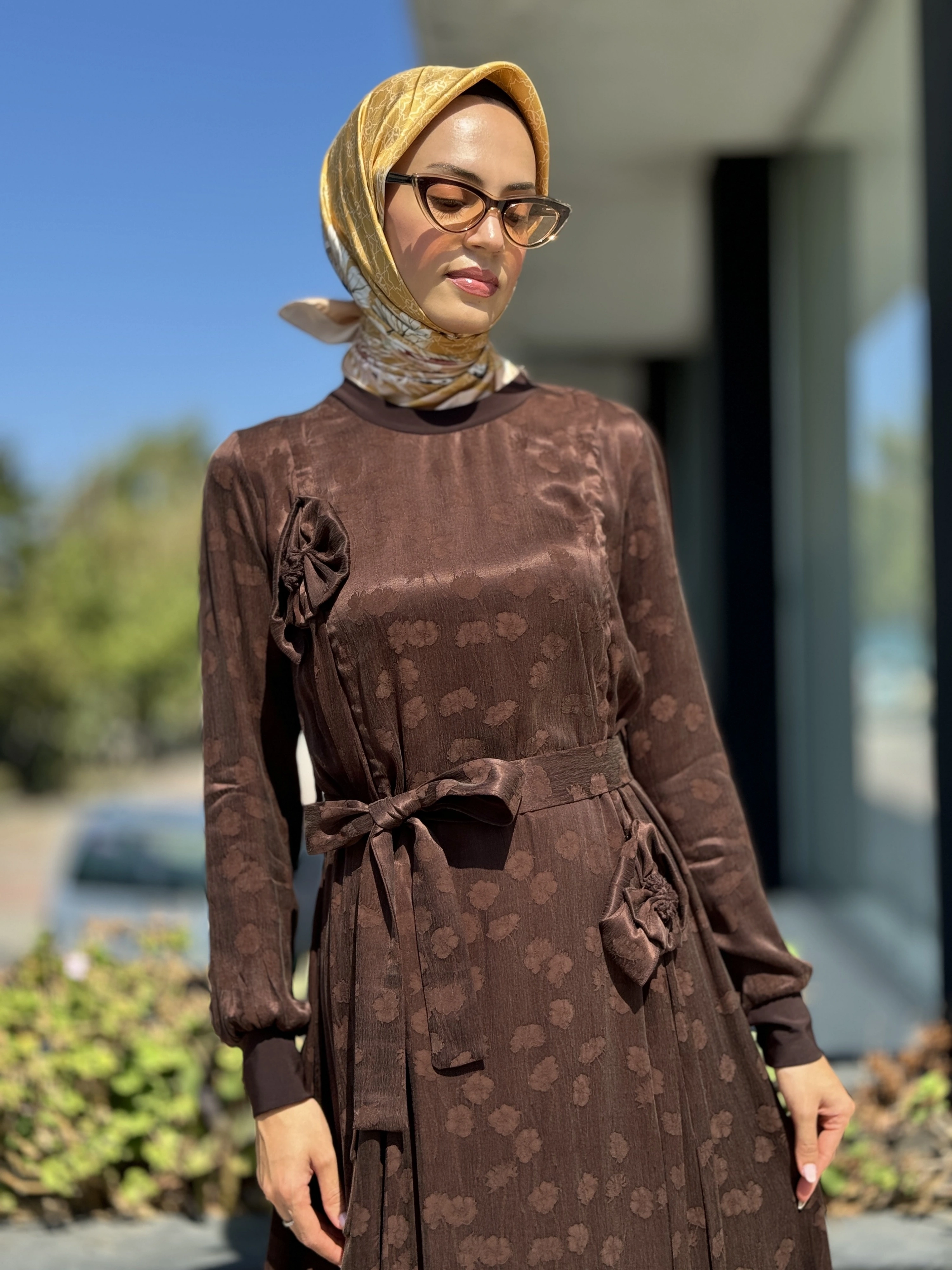 Misswhence Gül Detaylı İpek Elbise 36800