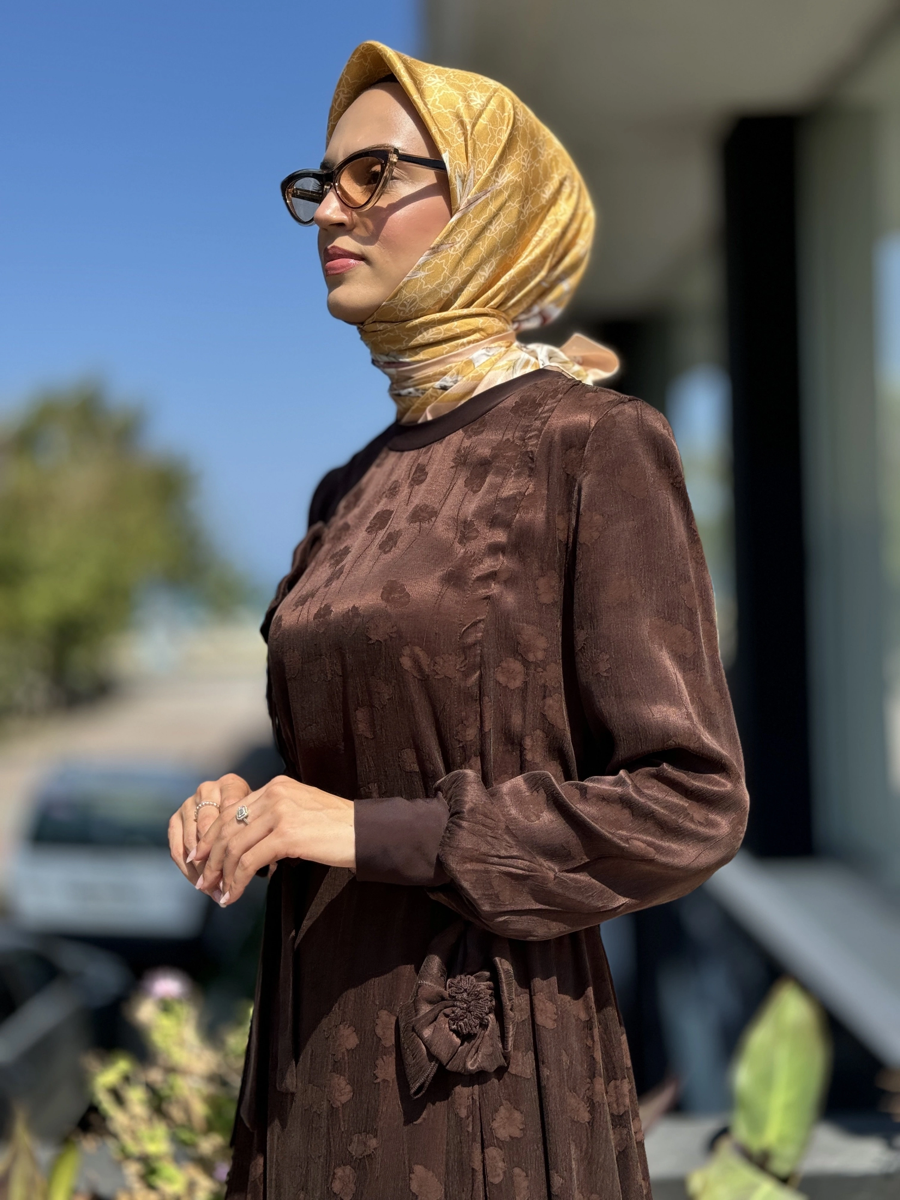 Misswhence Gül Detaylı İpek Elbise 36800