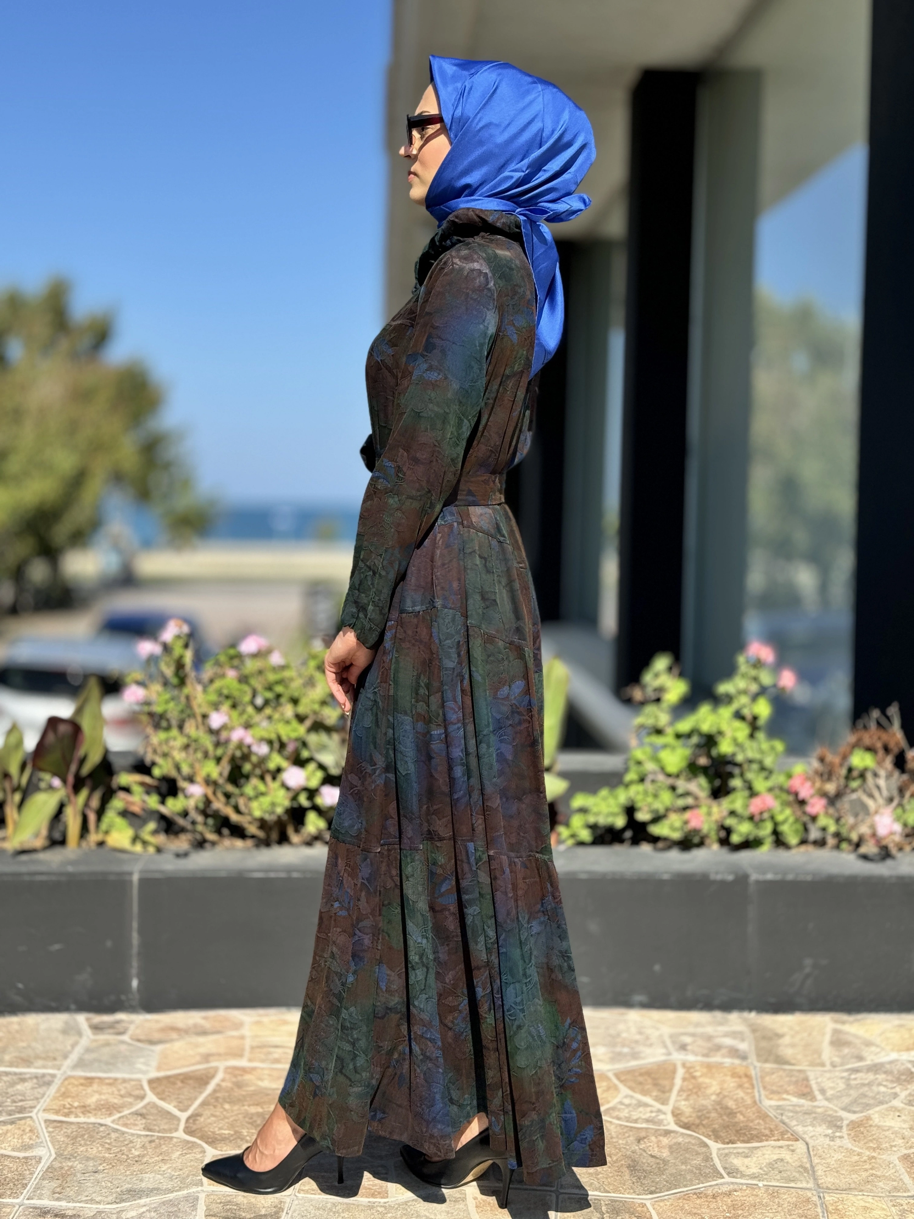 Misswhence Jakarlı Desenli İpek Gömlek Elbise 36515