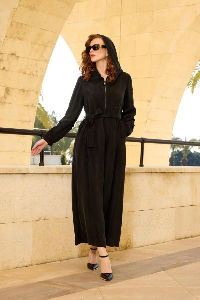 Misswhence Kapüşonlu Cupra İpek Elbise 37811