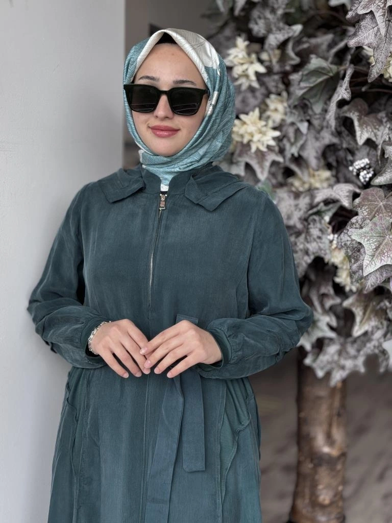 Misswhence Kapüşonlu Cupra İpek Elbise 37811