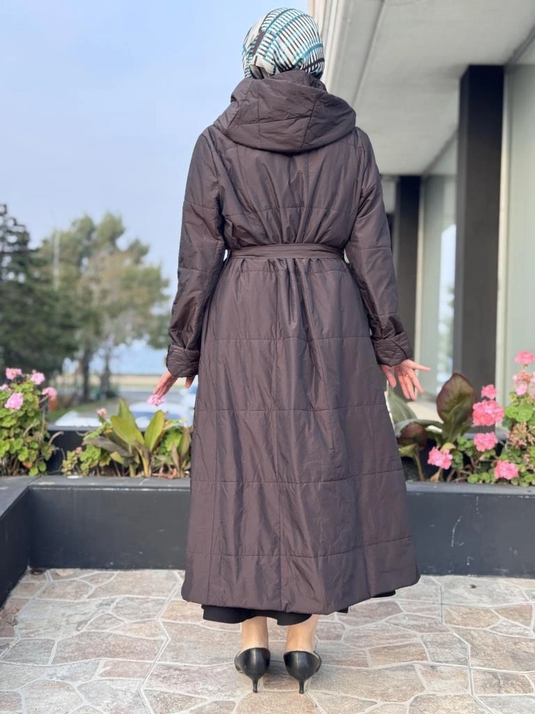 Misswhence Kapüşonlu Fermuarlı Kapitone Pardesü 38513