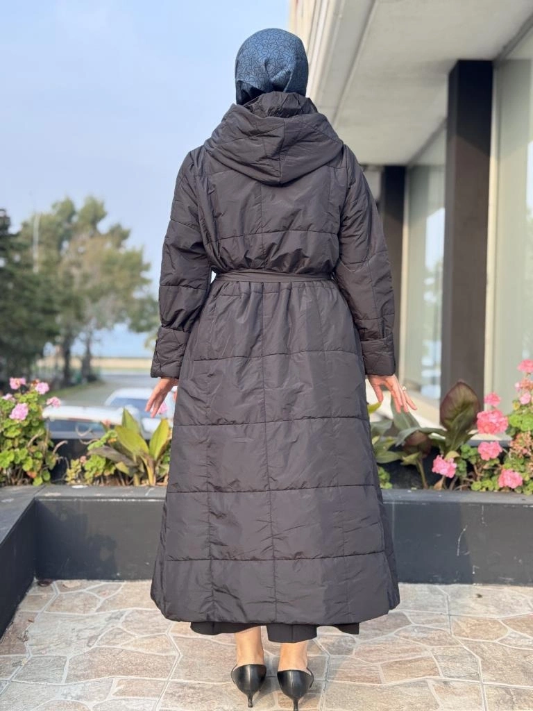 Misswhence Kapüşonlu Fermuarlı Kapitone Pardesü 38513