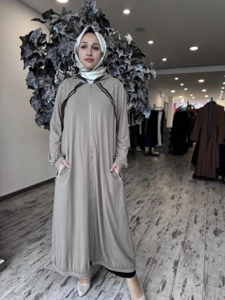 Misswhence Kapüşonlu Fermuarlı Penye Pardesü 37525