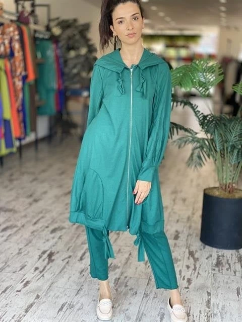 MİSSWHENCE KAPÜŞONLU İNCE ÖRME KAP PANTOLON TAKIM 33407