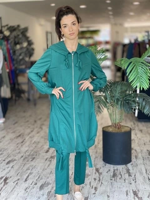 MİSSWHENCE KAPÜŞONLU İNCE ÖRME KAP PANTOLON TAKIM 33407