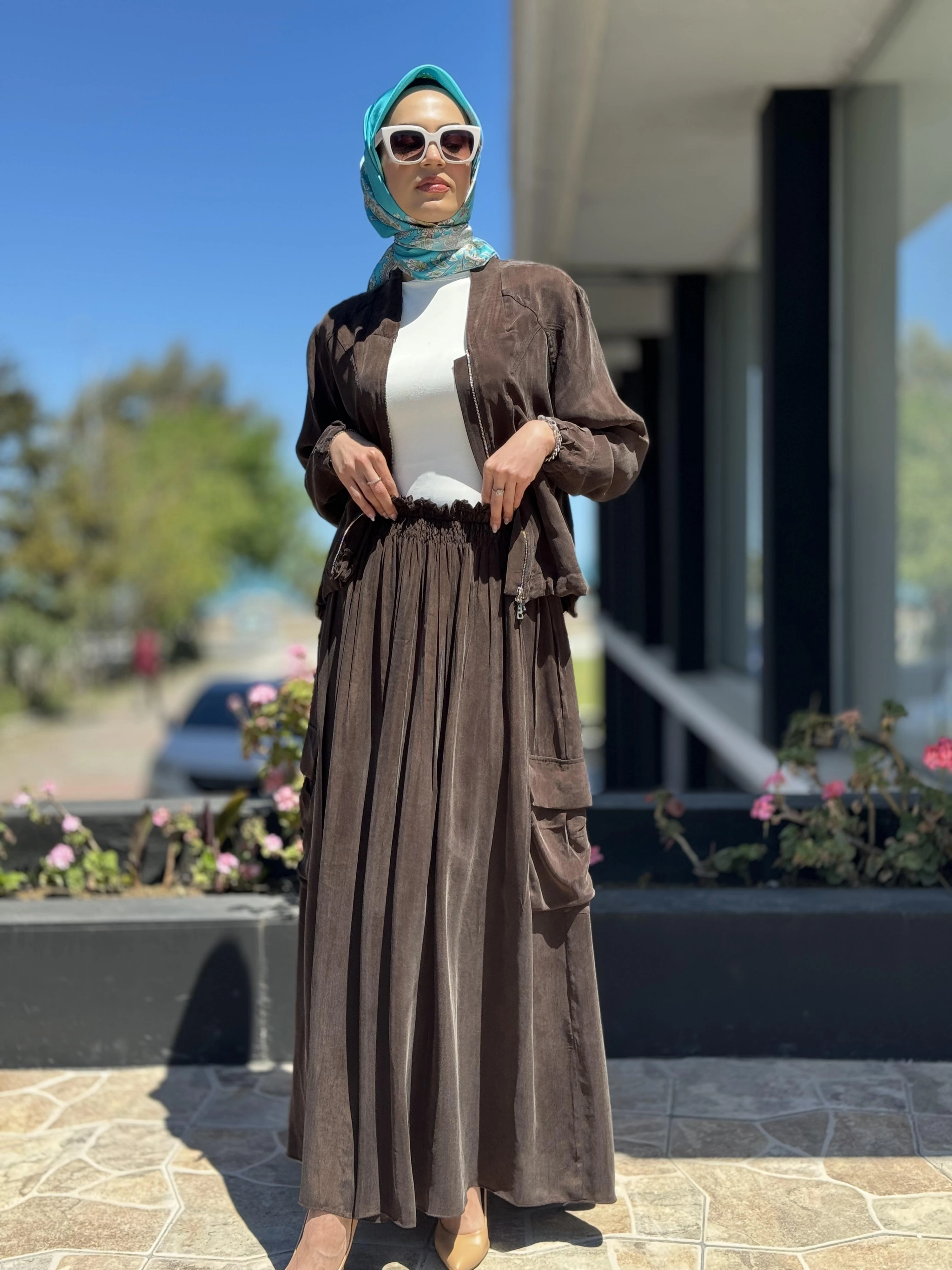 Misswhence Kargo Cepli Cupra İpek Etek 35912