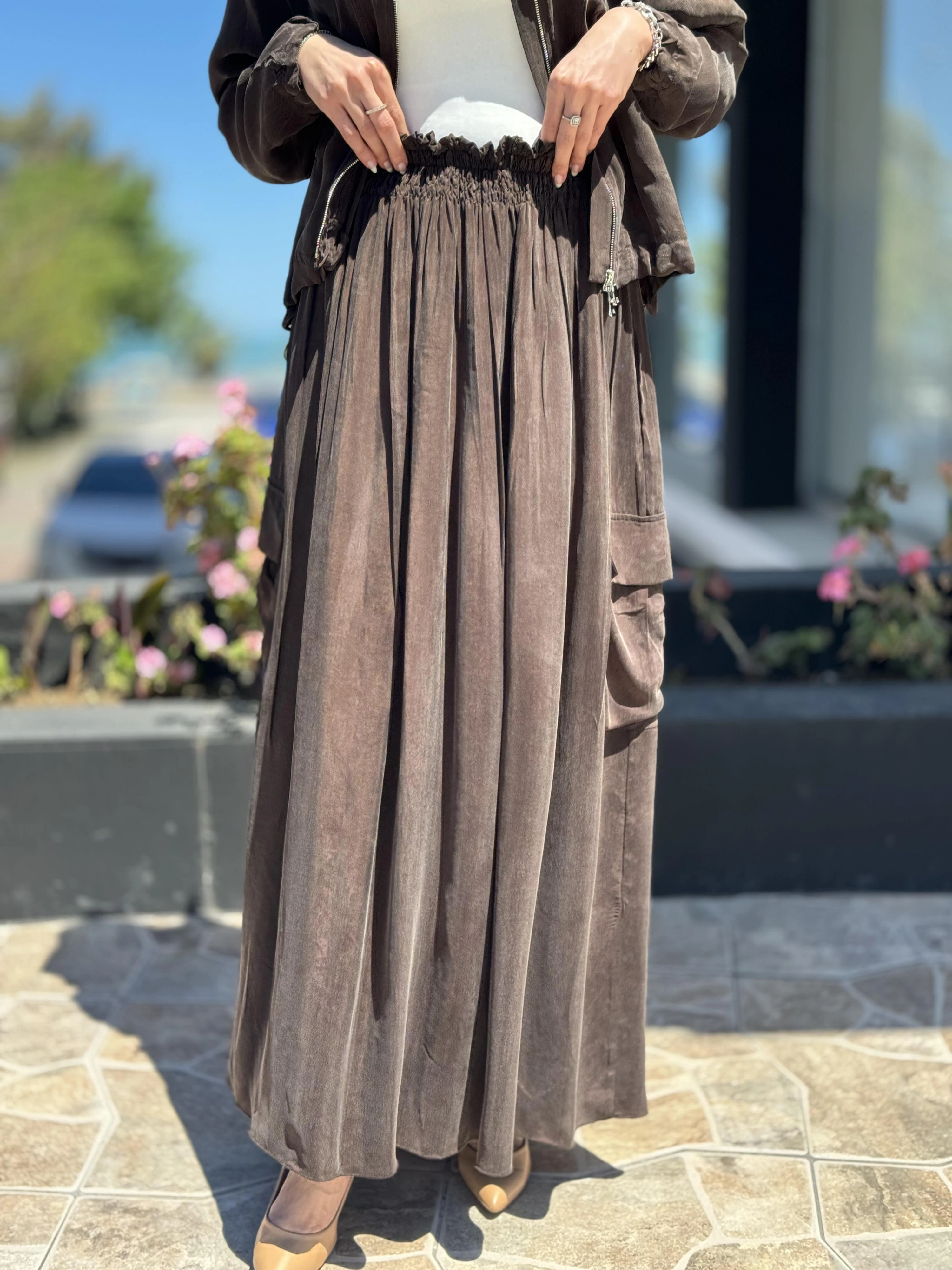 Misswhence Kargo Cepli Cupra İpek Etek 35912