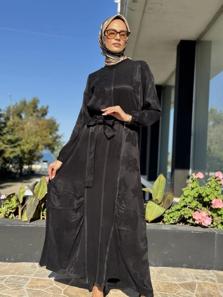 Misswhence Keçe Yelekli Cupra İpek Elbise 36819