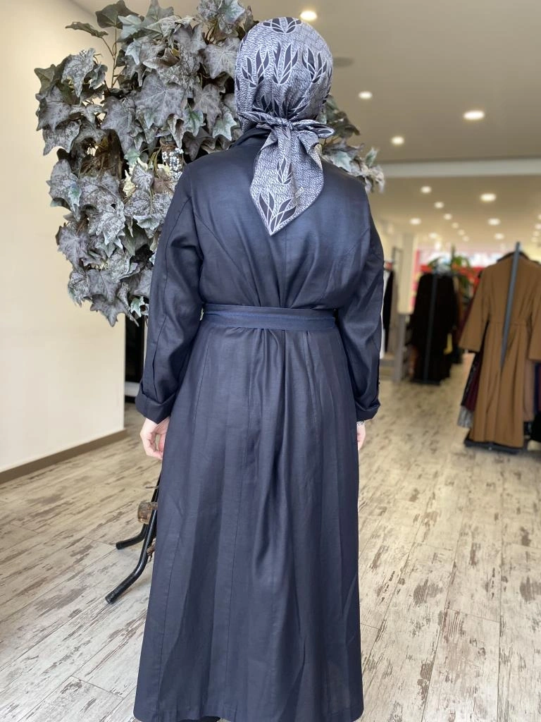 Misswhence Nakış Detaylı Kruvaze Tencel Viscon Pardesü 37501P