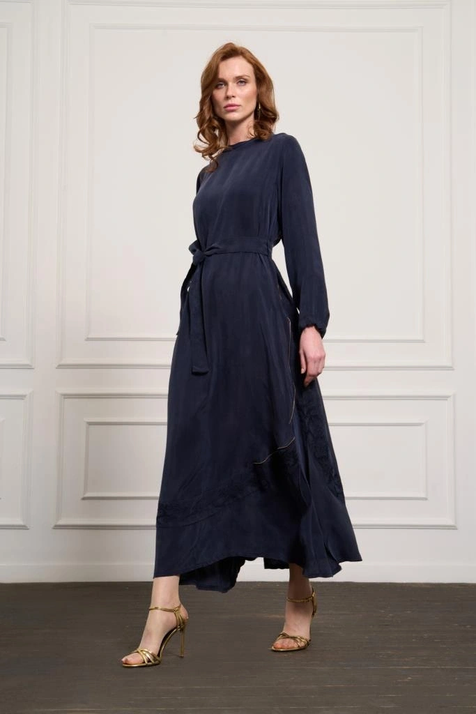 Misswhence Nakış ve Fermuar Detaylı Cupra İpek Elbise 37800