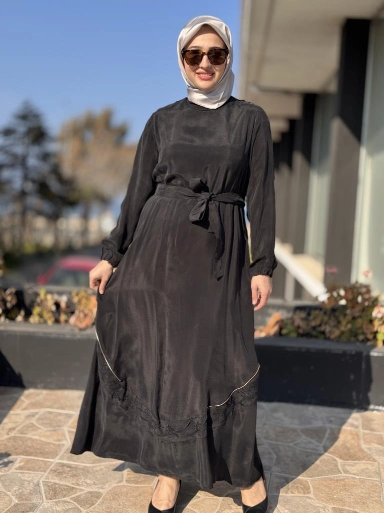 Misswhence Nakış ve Fermuar Detaylı Cupra İpek Elbise 37800