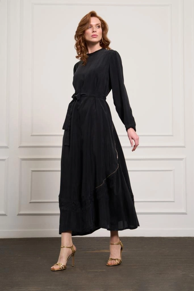 Misswhence Nakış ve Fermuar Detaylı Cupra İpek Elbise 37800