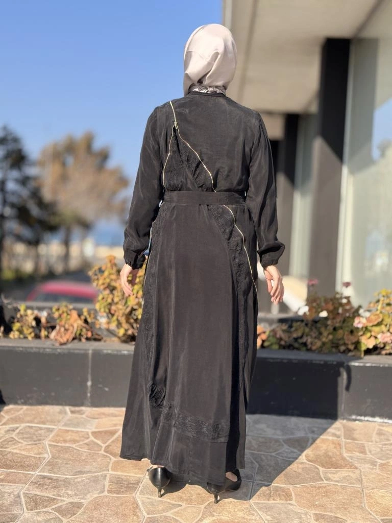 Misswhence Nakış ve Fermuar Detaylı Cupra İpek Elbise 37800