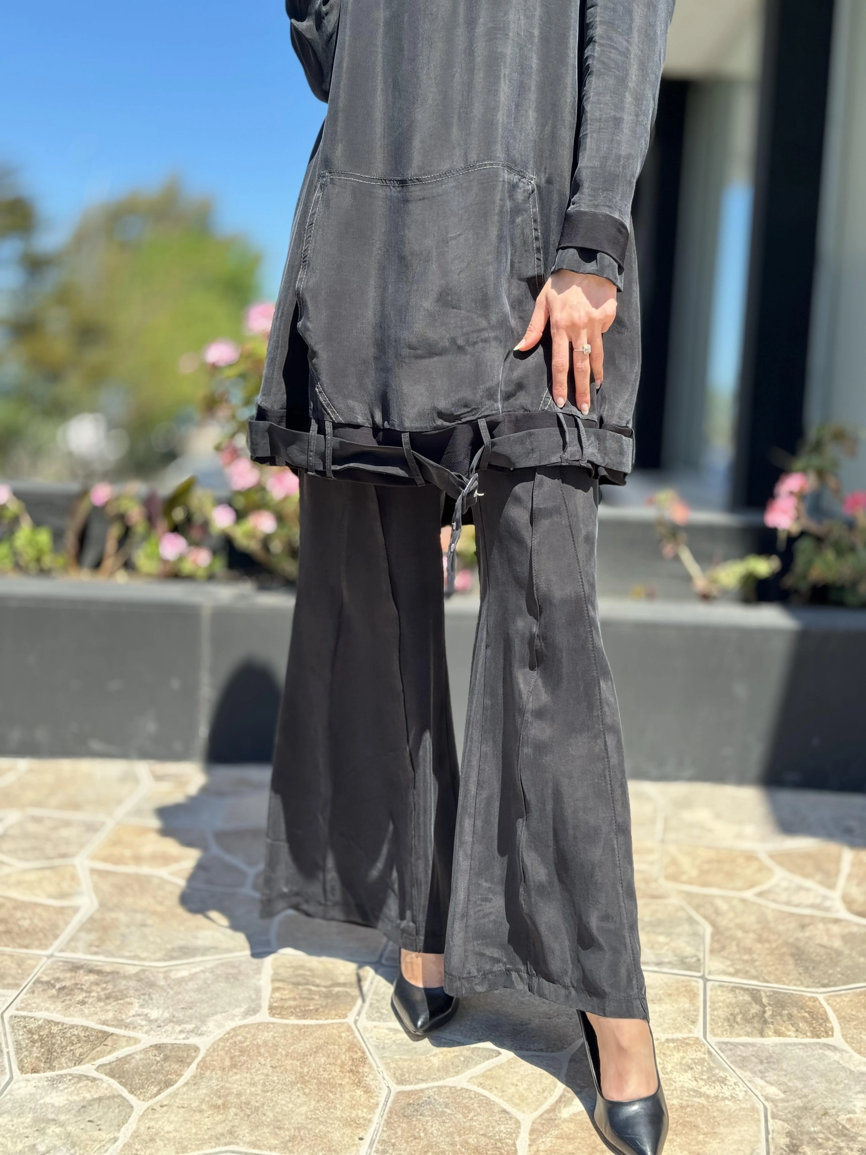 Misswhence Önü Dikiş Detaylı İspanyol Cupra İpek Pantolon 35122