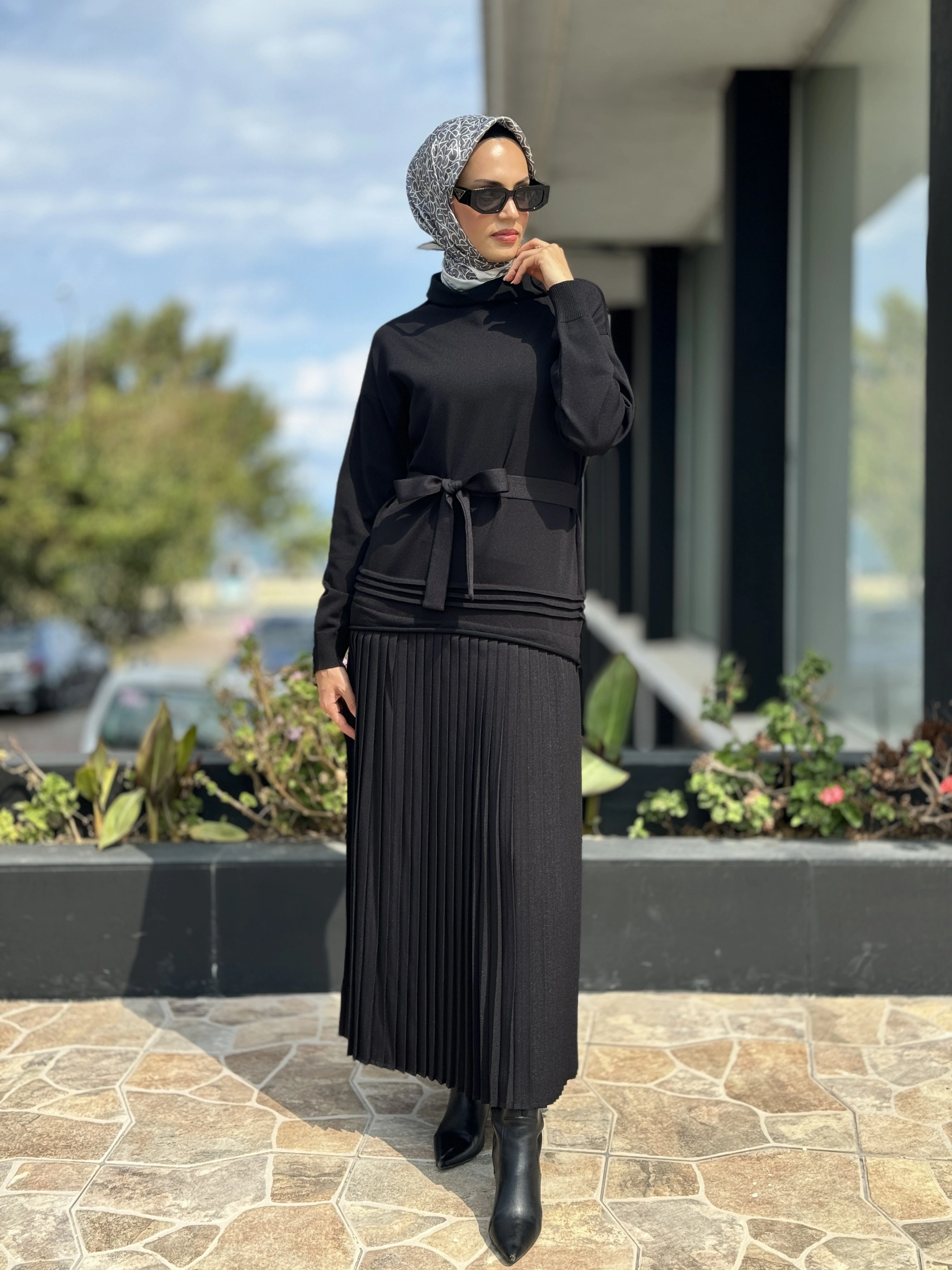 Misswhence Pliseli Triko Elbise 36813