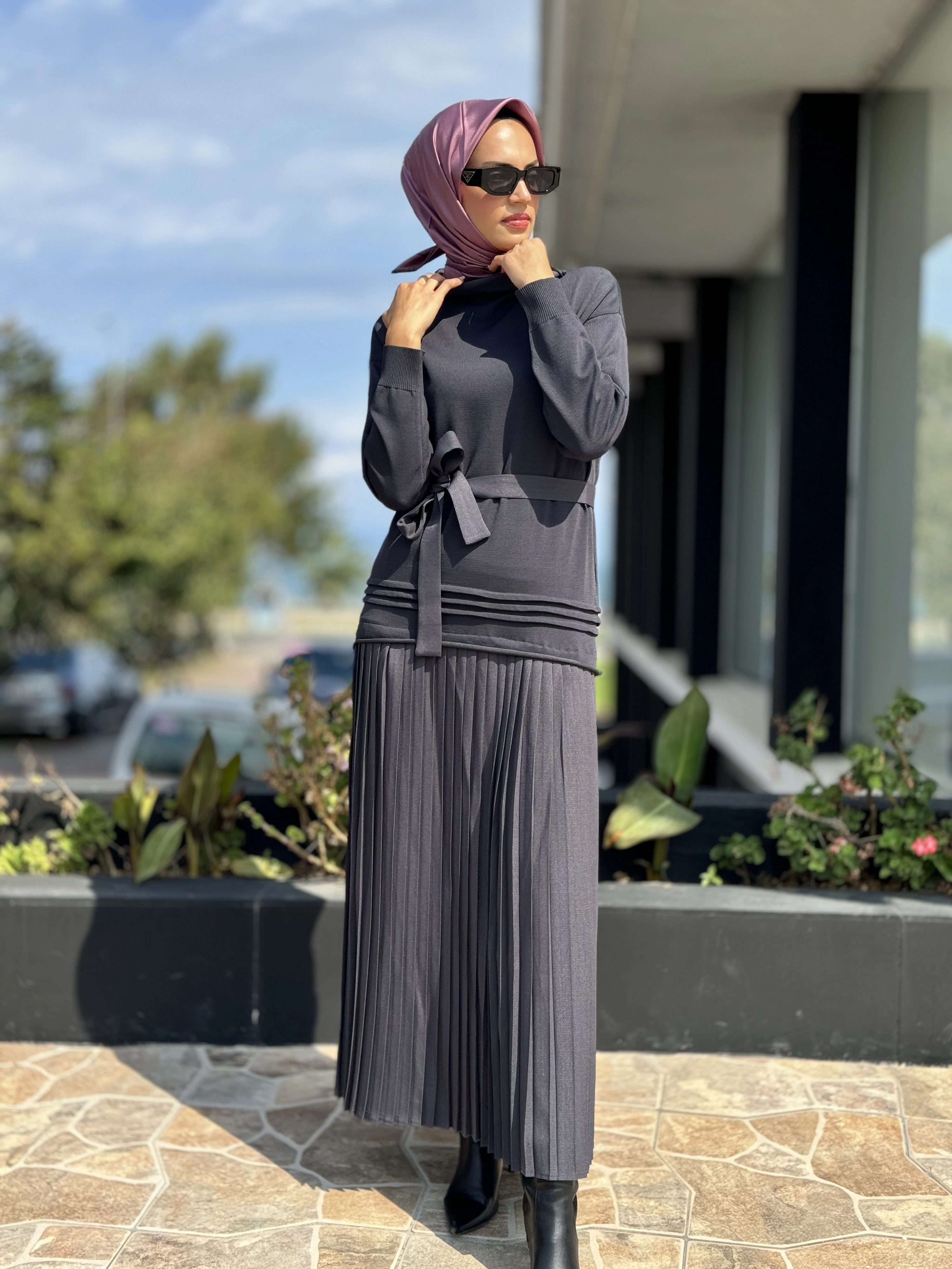 Misswhence Pliseli Triko Elbise 36813