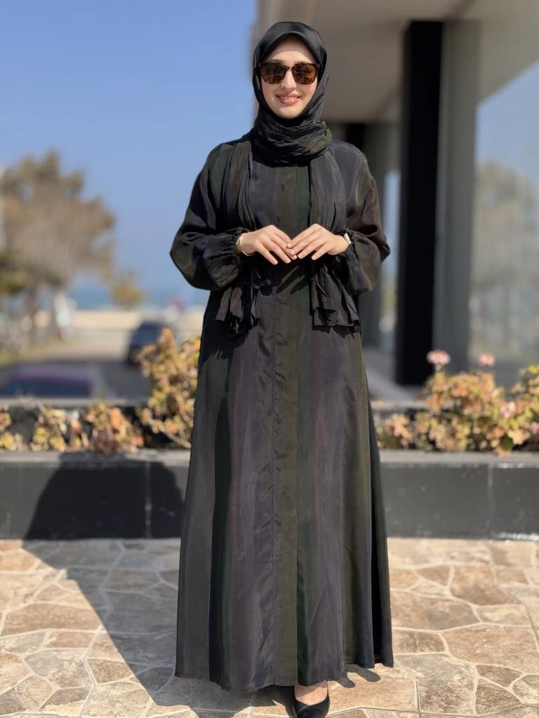 Misswhence Şal Detaylı Kapama Çıtçıtlı Cupra İpek Pardesü 37514