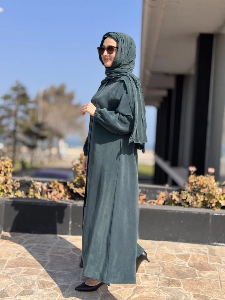 Misswhence Şal Detaylı Kapama Çıtçıtlı Cupra İpek Pardesü 37514