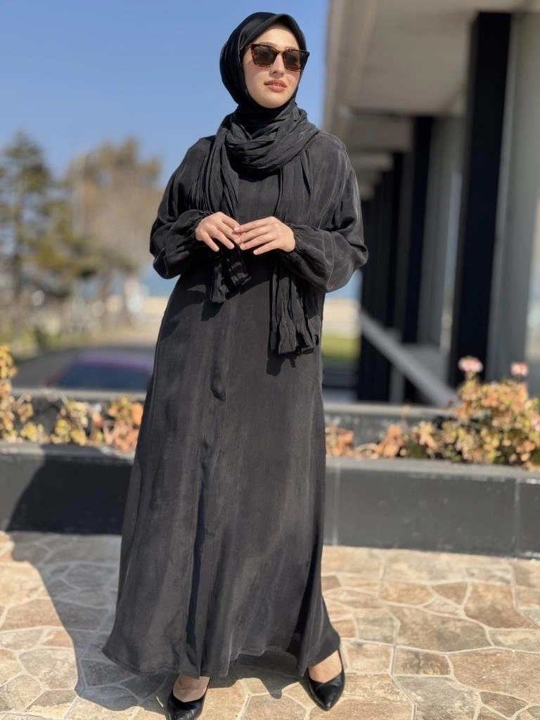 Misswhence Şal Detaylı Kapama Çıtçıtlı Cupra İpek Pardesü 37514