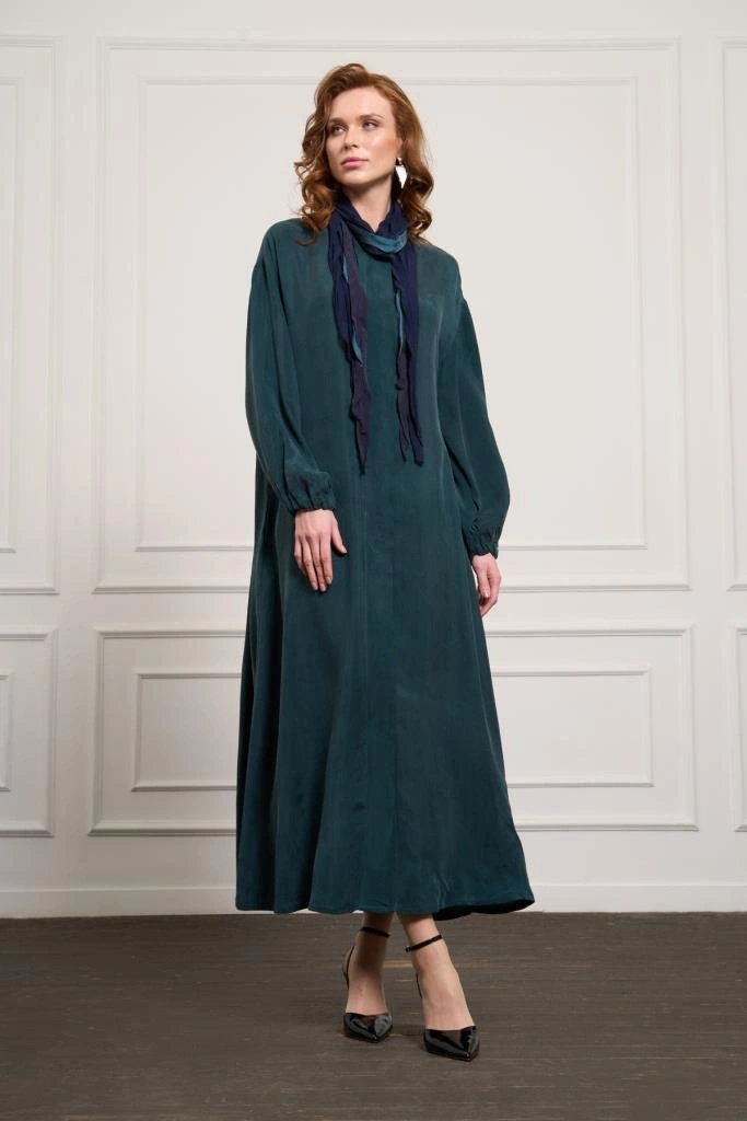 Misswhence Şal Detaylı Kapama Çıtçıtlı Cupra İpek Pardesü 37514