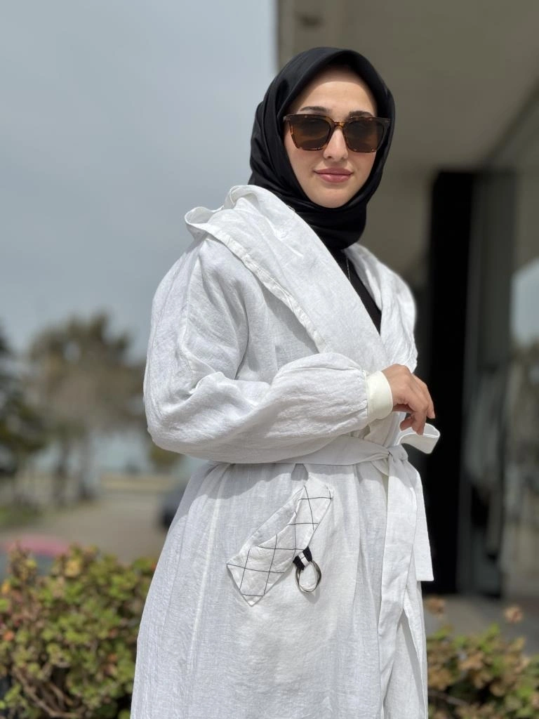 Misswhence Sırt Detaylı Kapüşonlu Keten Kap 37401