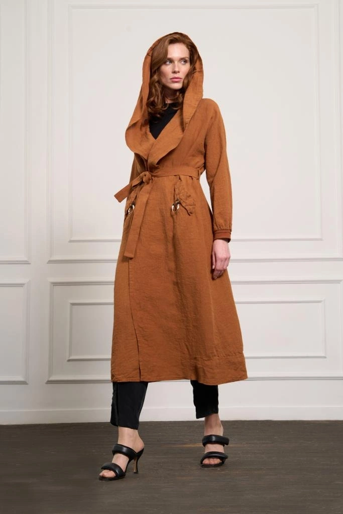 Misswhence Sırt Detaylı Kapüşonlu Keten Kap 37401