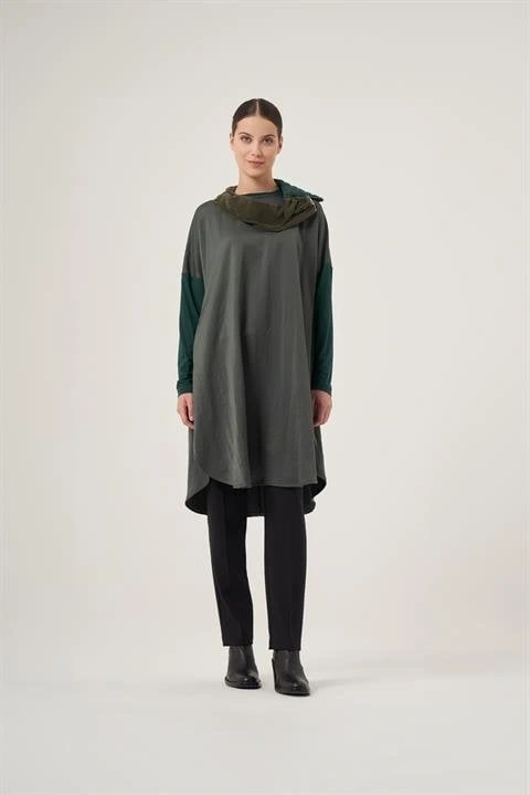 Misswhence Sırtı Fermuarlı Şal Yaka Viscon Tunik 34030