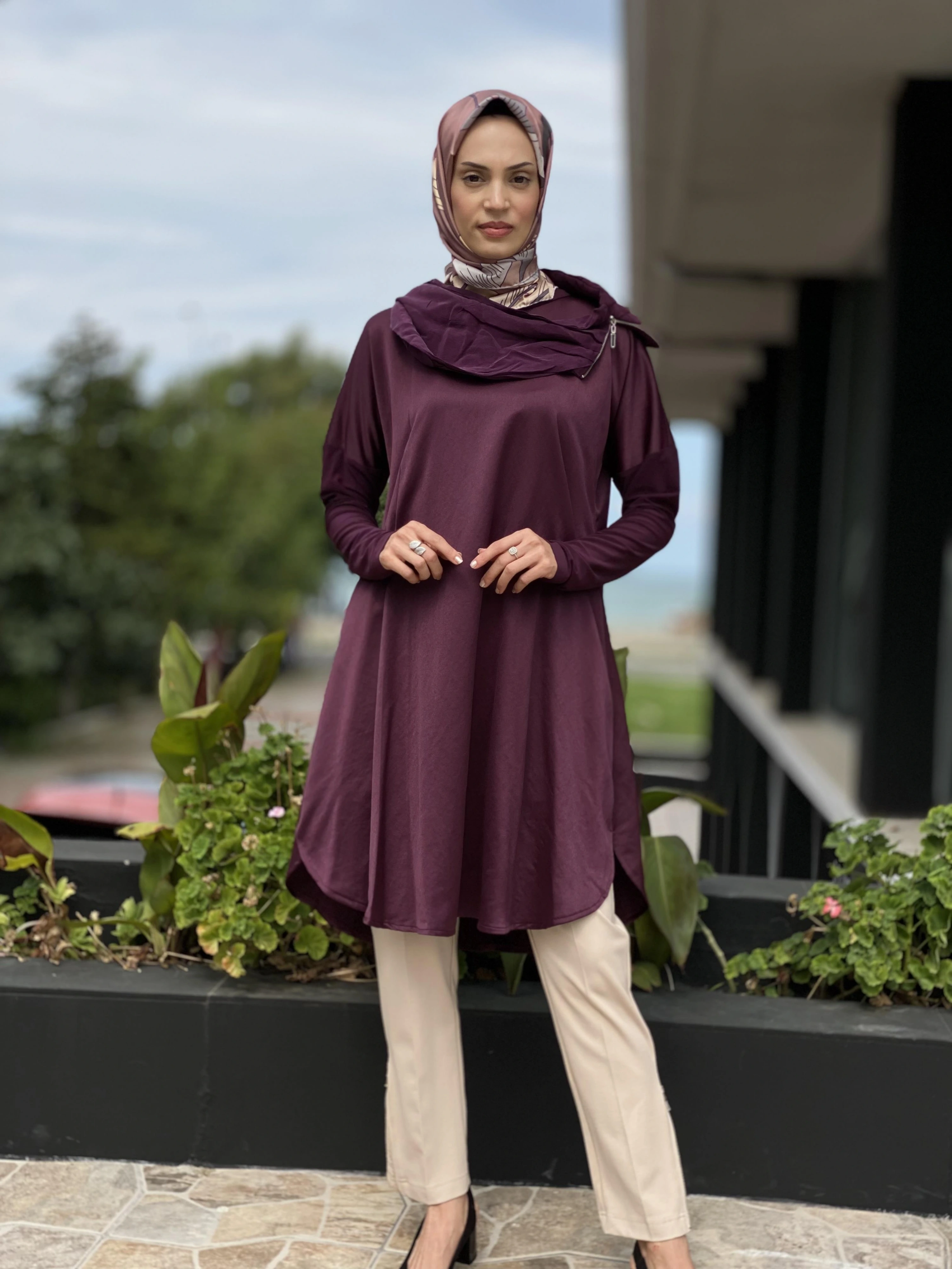 Misswhence Sırtı Fermuarlı Şal Yaka Viscon Tunik 34030