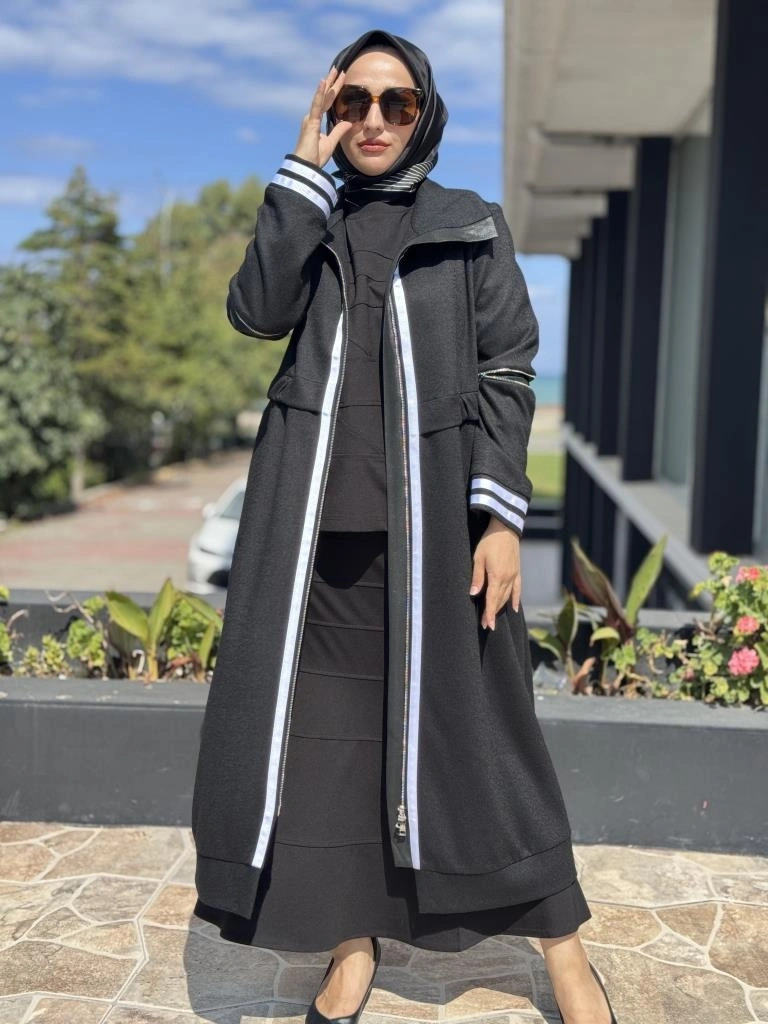 Misswhence Spor Çizgi Detaylı Keçe Pardesü 38503