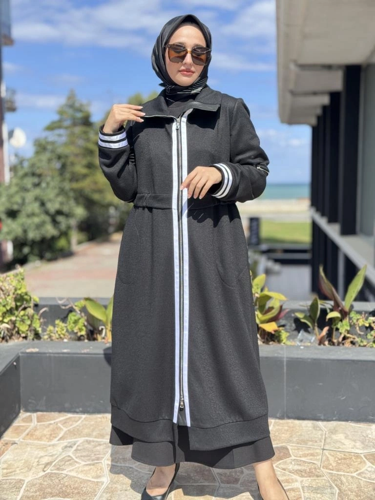 Misswhence Spor Çizgi Detaylı Keçe Pardesü 38503