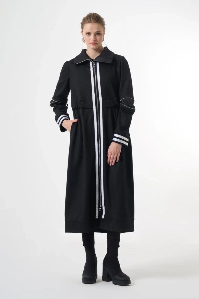 Misswhence Spor Çizgi Detaylı Keçe Pardesü 38503