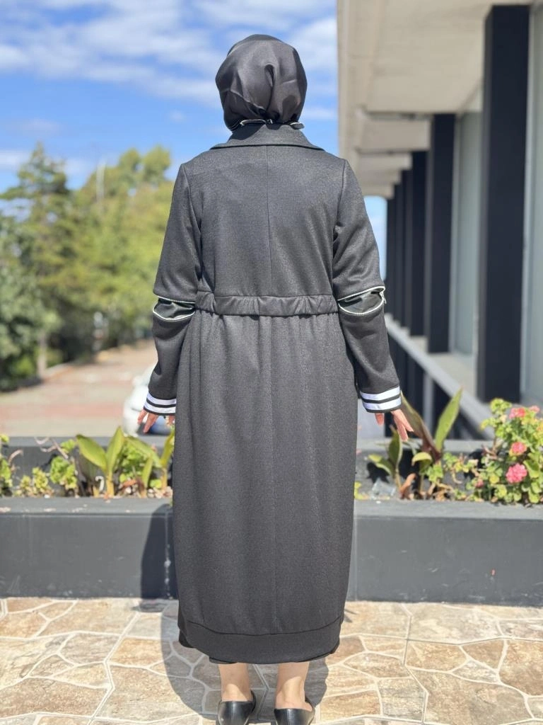 Misswhence Spor Çizgi Detaylı Keçe Pardesü 38503