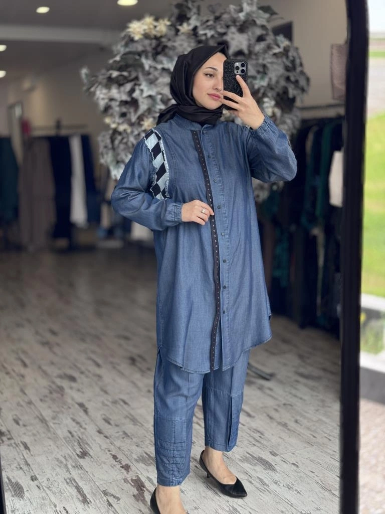 Misswhence Tencel Kot Gömlek Pantolon Takım 37307