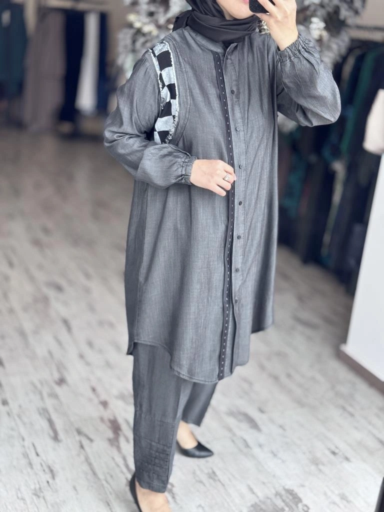 Misswhence Tencel Kot Gömlek Pantolon Takım 37307