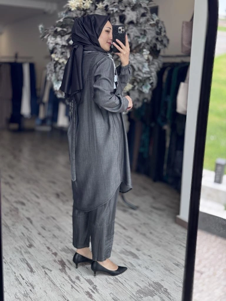 Misswhence Tencel Kot Gömlek Pantolon Takım 37307